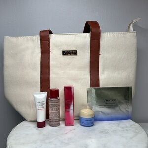 NIB Shiseido 6 Piece Skincare Set with Small Canvas Bag